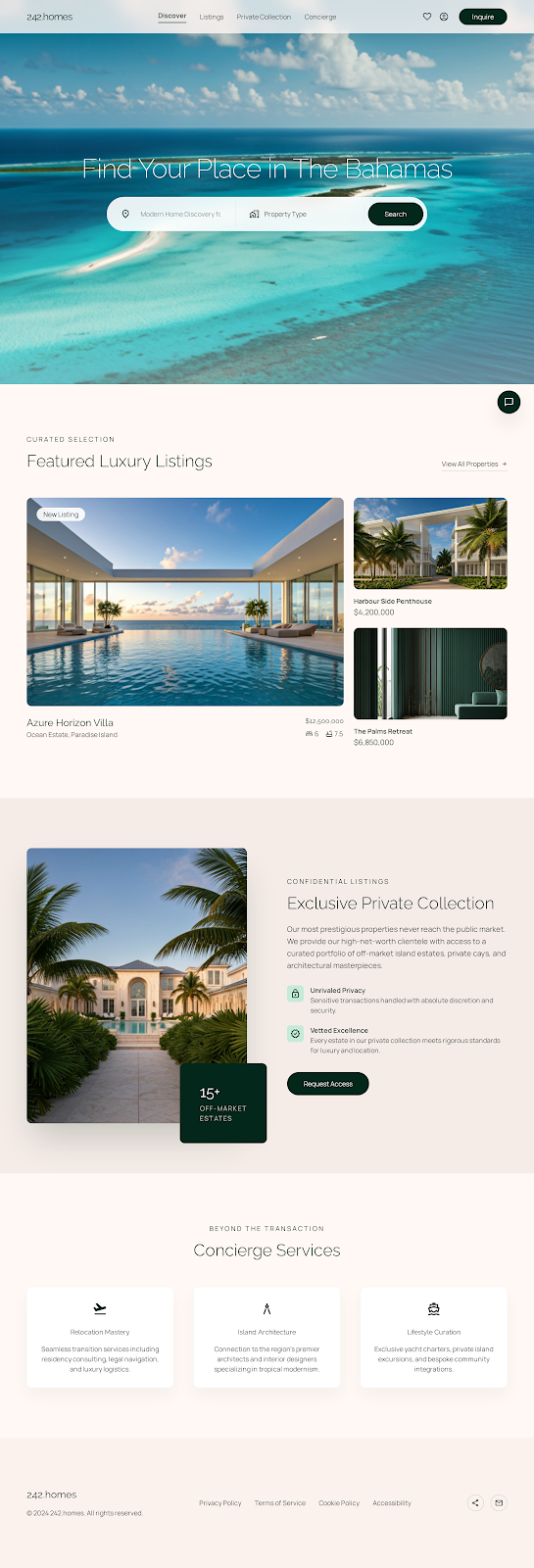 Preview of the future 242.homes Bahamas home discovery experience